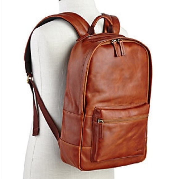 fossil backpack leather